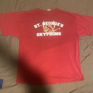 St. George’s Gryphons Red Graphic T-Shirt Vintage School Tee